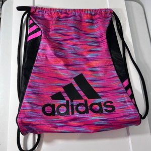 Adidas Pink Black Drawstring Backpack